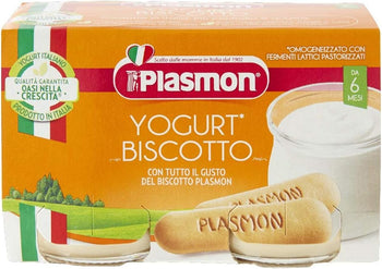 Plasmon Omogeneizzato Yogurt e Biscotto 120g 24 Vasetti Con Yogurt dell'Alto Adige, Fonte di Calcio e di Vitamina C