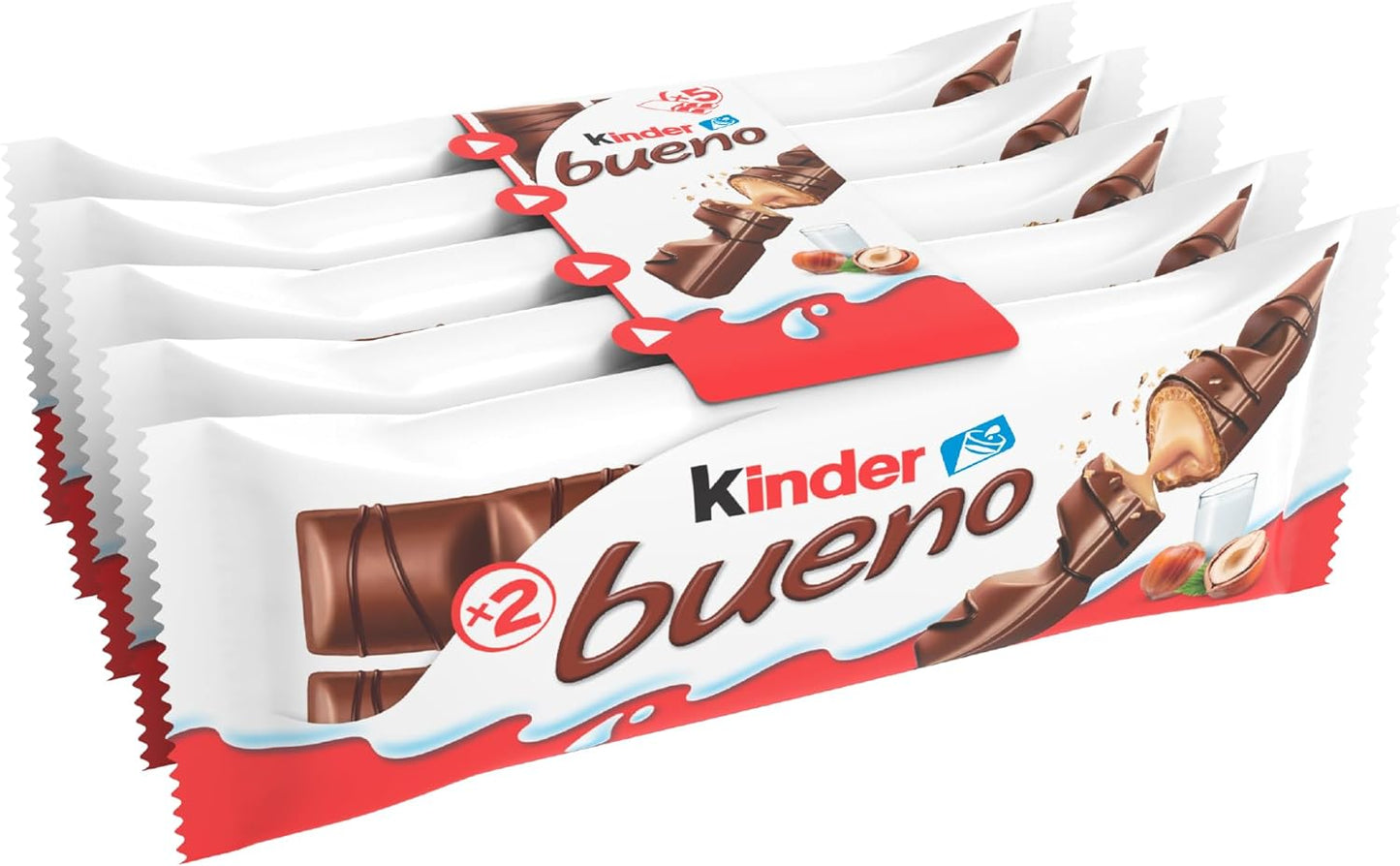 Kinder Bueno, 10 Snack al Cioccolato e Nocciola, un Wafer Ripieno di Crema alle Nocciole Ricoperto di Cioccolato Kinder, 5 Confezioni