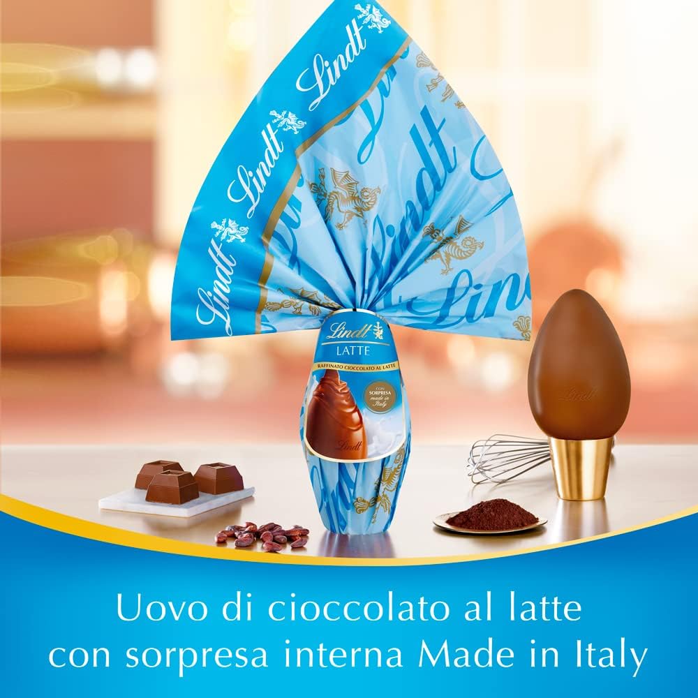 Lindt Uova di Cioccolato al Latte Pasqua, Uovo al Cioccolato al Latte con Sorpresa, 240g