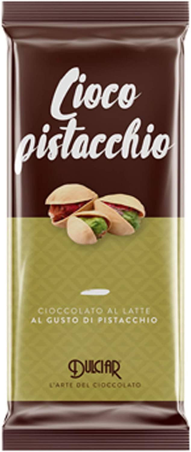 TAVOLETTA CIOCCOLATO AL LATTE DULCIAR CIOCO PISTACCHIO 100 GR BARRETTA PISTACCHI