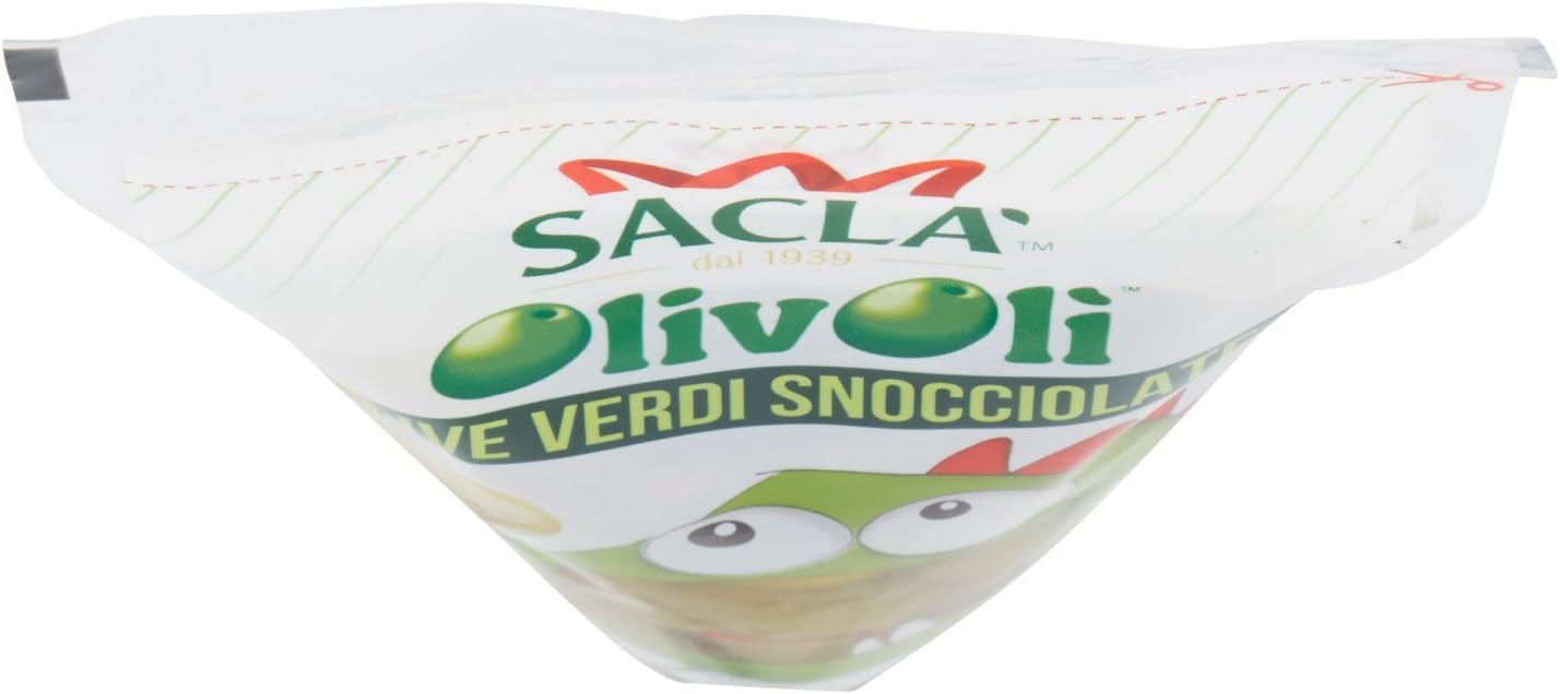 Saclà - Olivolì, Olive Verdi Snocciolate, in Salamoia - 185 g - [confezione da 24]