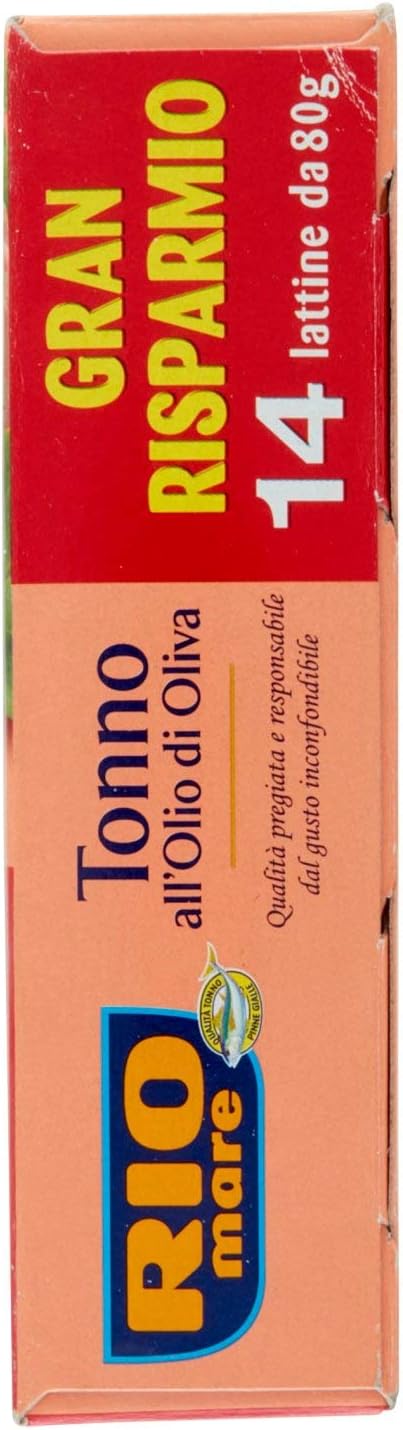 Rio Mare, Tonno All'Olio di Oliva, Qualità Pinne Gialle, 14 Lattine da 80 g