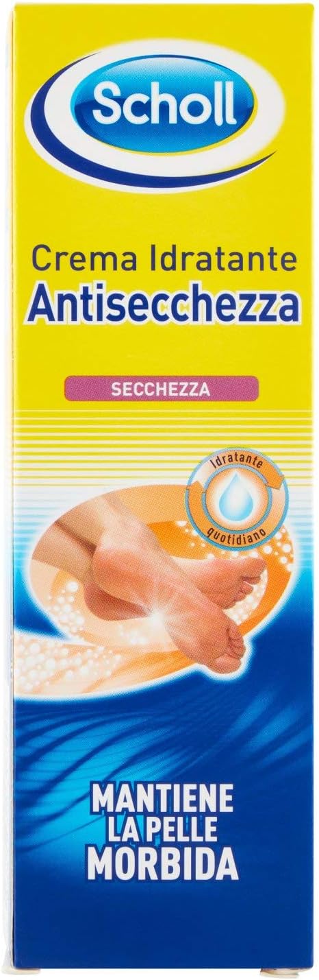 Scholl Crema Anti-secchezza, Crema Idratante con Leggera Azione Esfoliante per Piedi Lisci e Morbidi, Rapido Assorbimento ed Effetto Duraturo, 75 ml