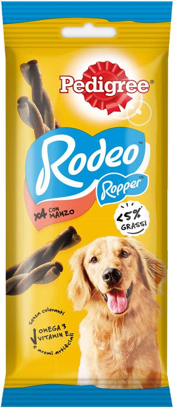 Pedigree Rodeo Ropper, Snack per Cani al gusto Manzo, 20 Confezioni x 4 stick da 70 g l’una, 80 stick in totale