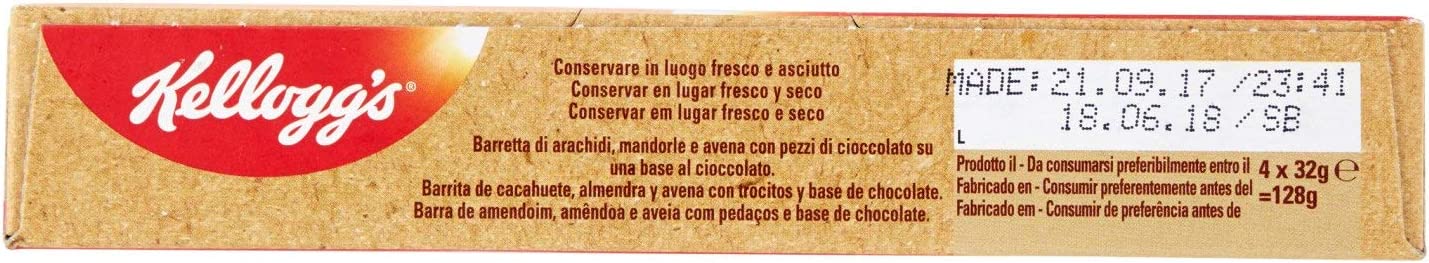 Kellogg's Barretta Mandorle e Cioccolato, 128g