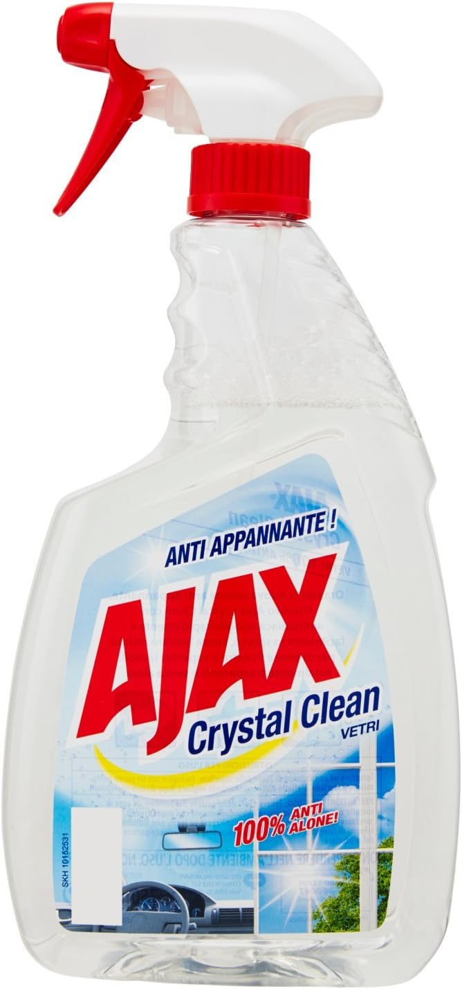 Ajax - Detersivo Crystal Clean, per Vetri, Con Ammoniaca, 100% Anti-Alone - 6 pezzi da 750 ml [4500 ml]