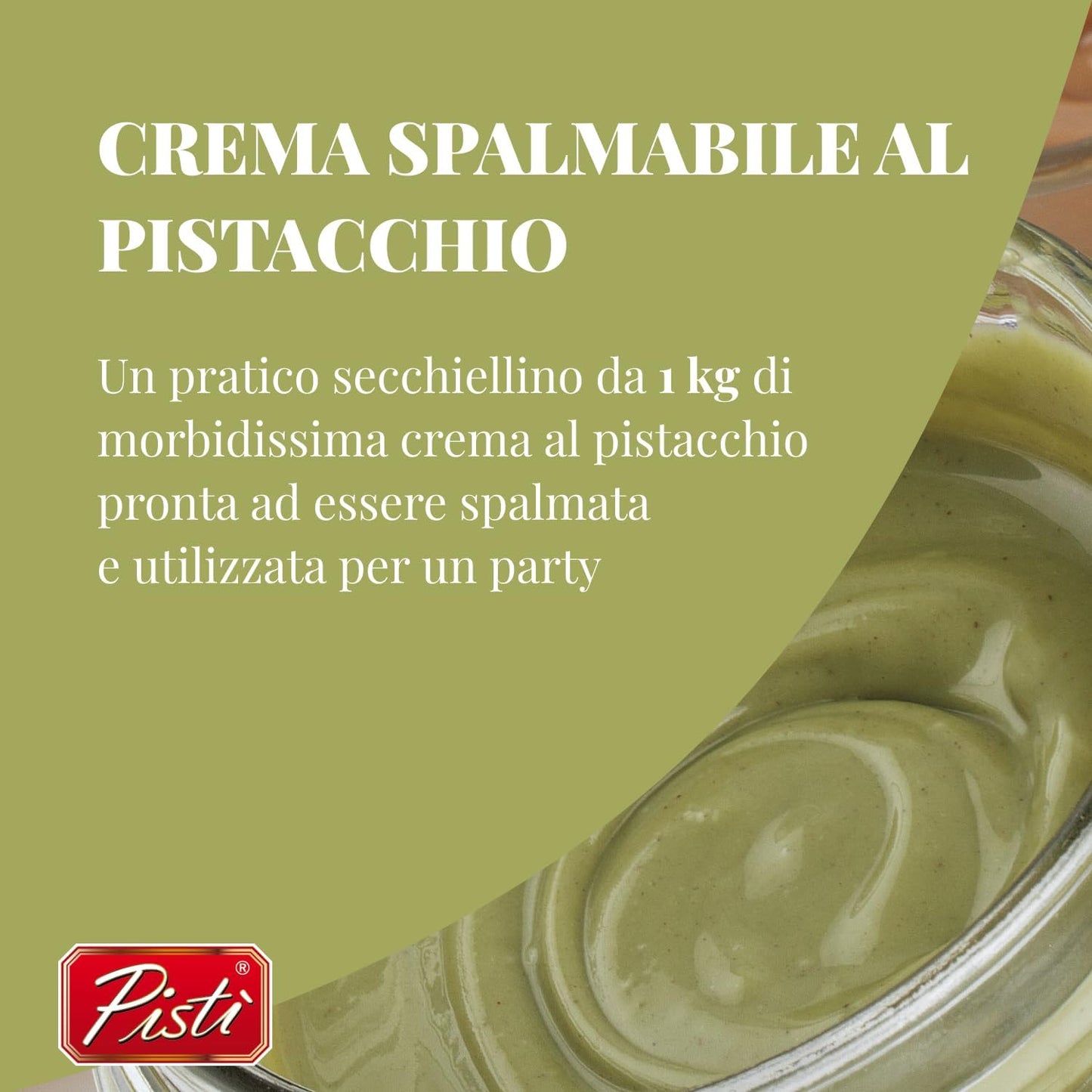 Pistì - Crema Spalmabile al Pistacchio - Con Pistacchi Verdi Selezionati, Lavorazione Artigianale, 100% Naturale - 1 kg