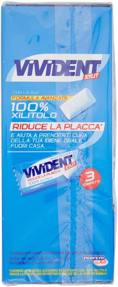 Vivident Xylit Spearmint Gomma da Masticare Senza Zucchero, Chewing Gum Gusto Menta, Confezione da 170 Gomme, Monopezzi da 3 Gomme Ciascuno