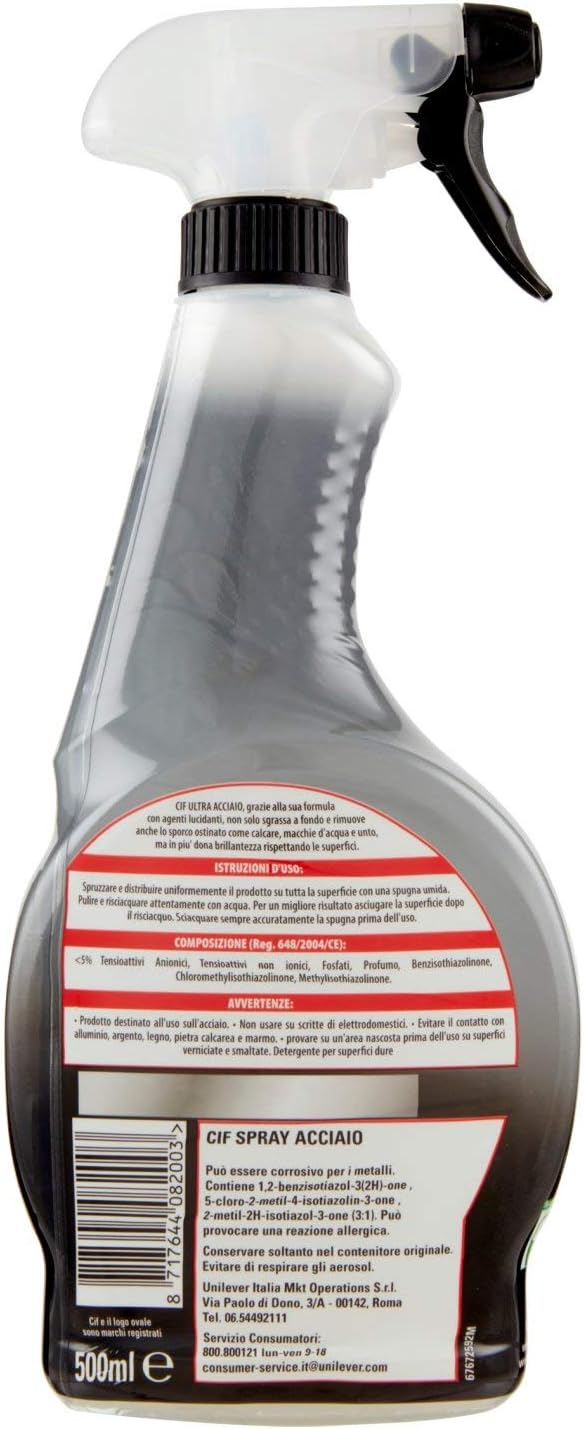 Cif Detersivo per Acciaio con Agenti Lucidanti, 500ml