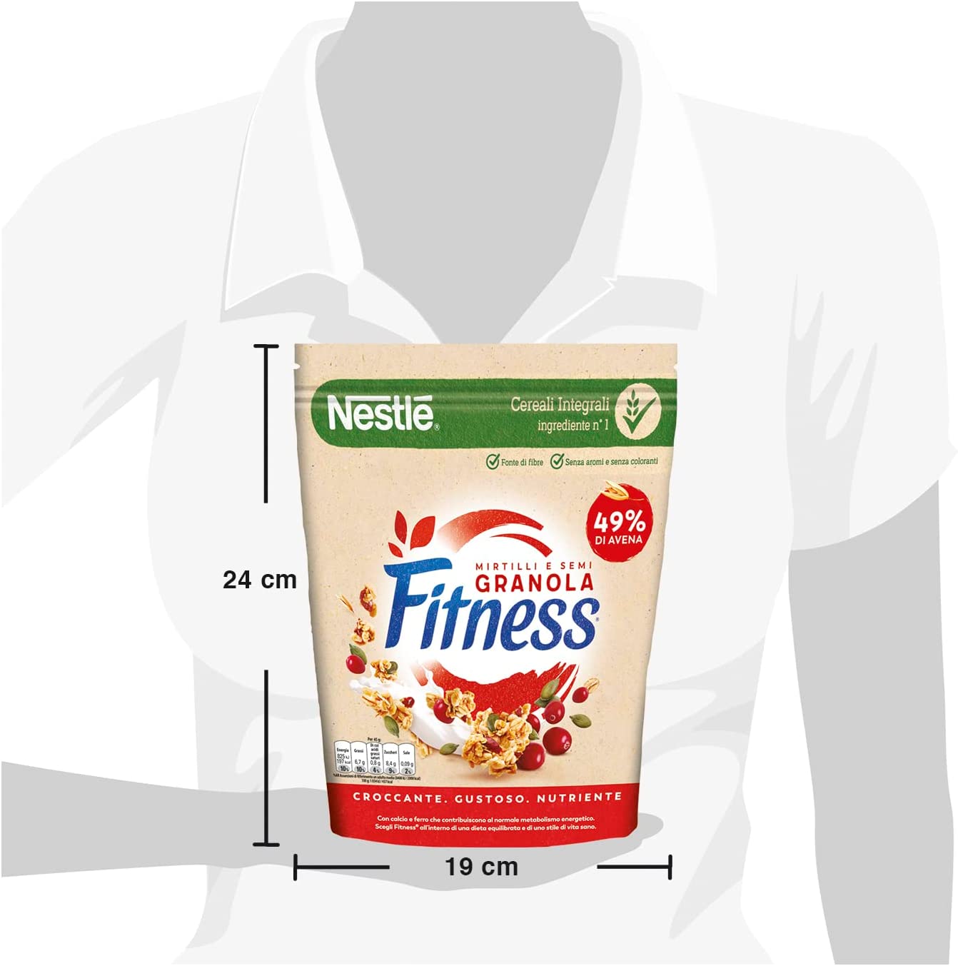 NESTLÉ FITNESS Granola Mirtilli Rossi e Semi di Zucca Cereali Croccanti, Confezione da 300g