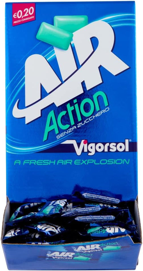 Vigorsol Air Action, Gomme da Masticare Senza Zucchero, Chewing Gum Gusto Menta, 250 monoporzioni da 2 Gomme Ognuno, 500 Confetti