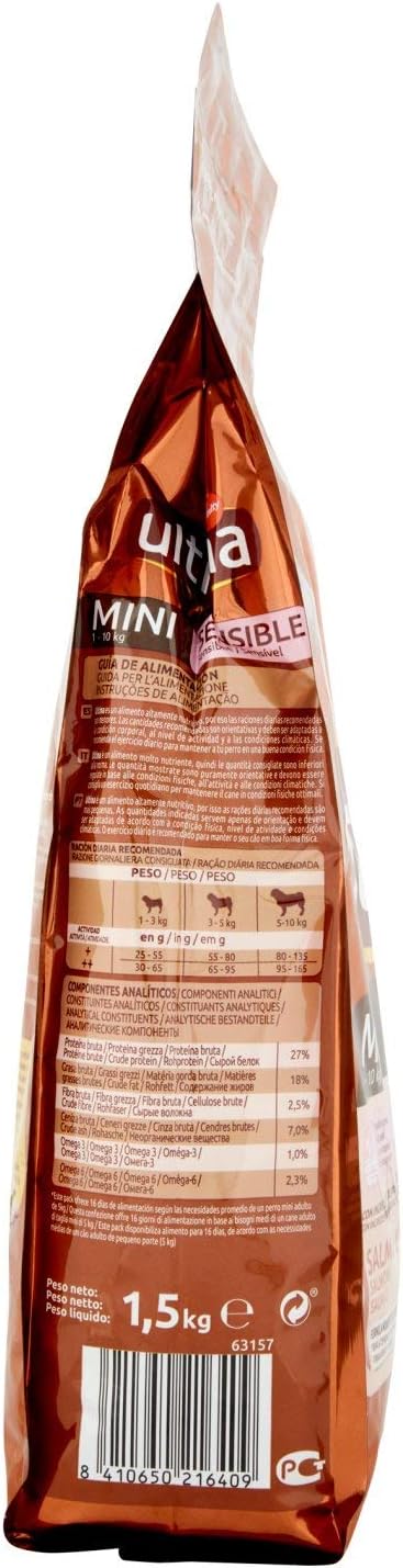 Ultima Cibo per Cani Mini Sensitive con Salmone e Riso - 1,5 kg