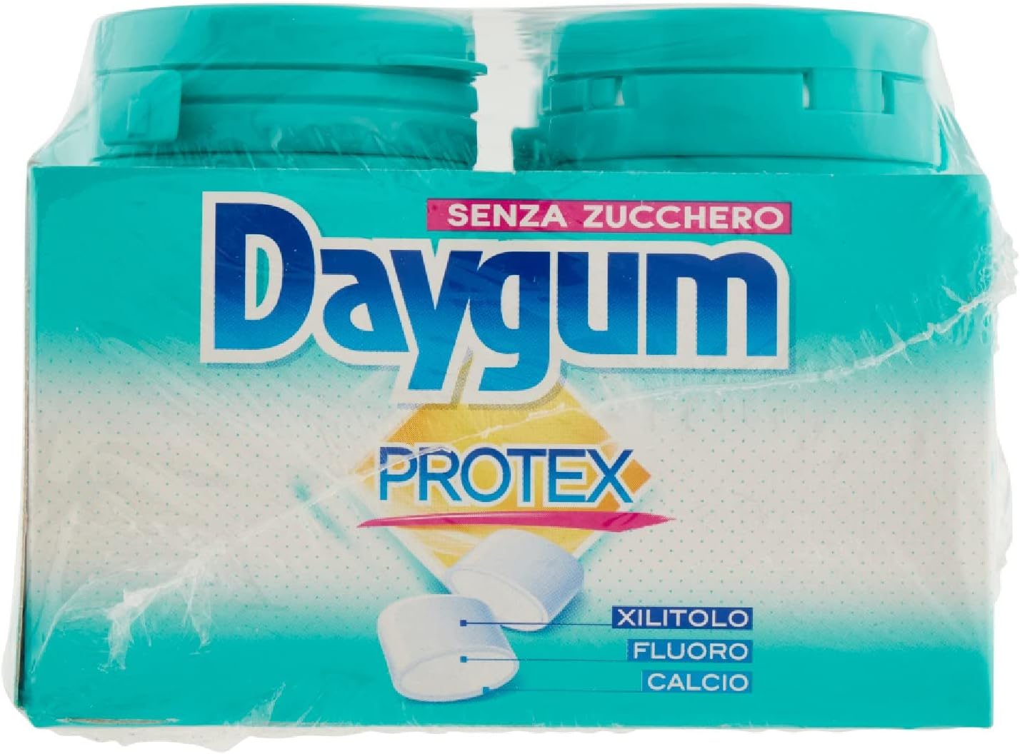 Daygum Protex Chewing Gum Senza Zucchero, Gusto Menta, Confezione da 6 Mini Barattoli, 46 Gomme da Masticare Ciascuno