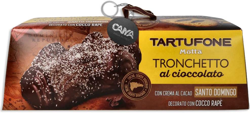 2X Motta Il Tartufone Tronchetto al Cioccolato con Crema al Cacao e Decorato con Cocco, 750 g con Portachiavi [2 Pezzi]