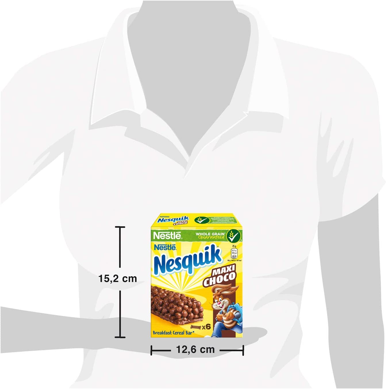 Nesquik Cereali Maxi Choco Barrette di Cereali al Cioccolato e al Latte, 6 Pezzi