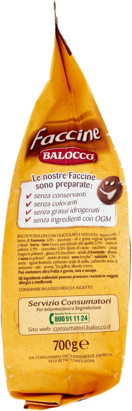 Balocco Faccine con Cioccolato e Nocciole, 700g