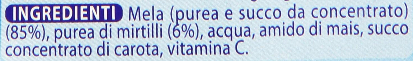 Mellin - Mela Mirtilli, Omogeneizzato per l'Infanzia - 12 confezioni da 2 pezzi da 100 g [24 pezzi, 2400 g]