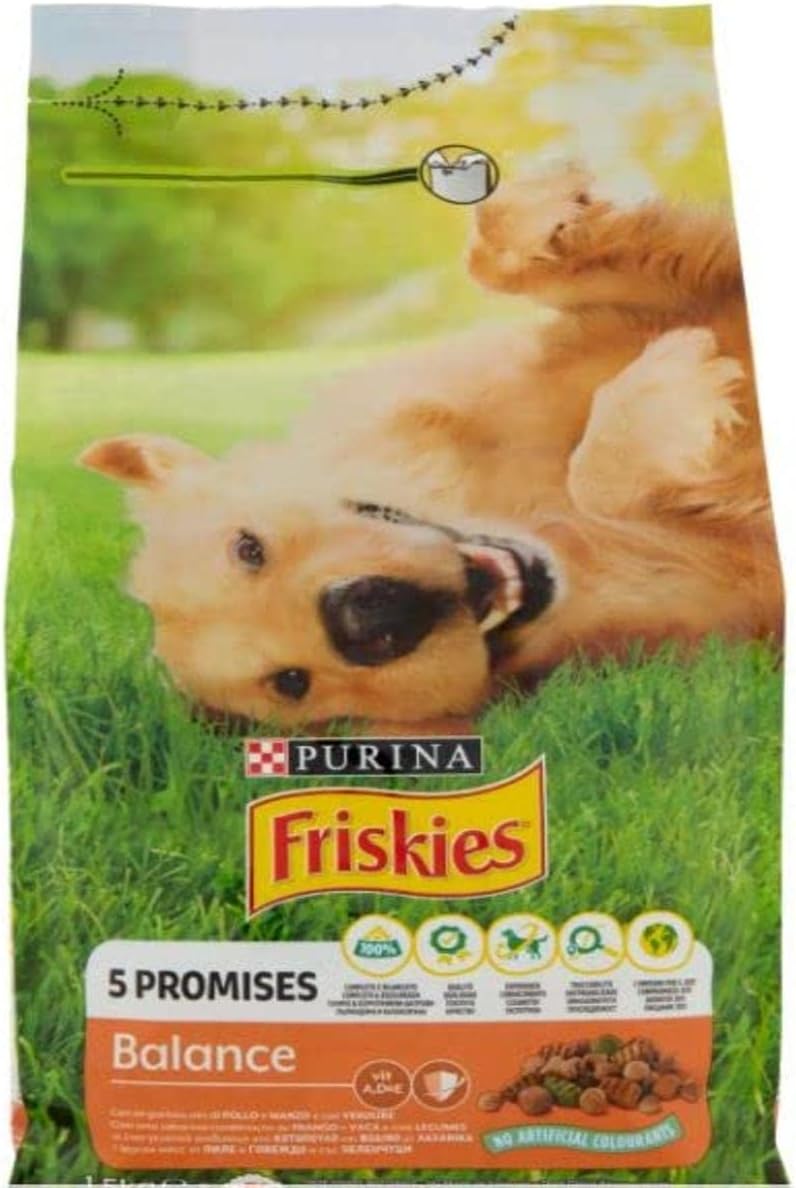 Friskies Cane Crocchette Balance con Pollo, Manzo e Verdure Aggiunte, 1.5 kg