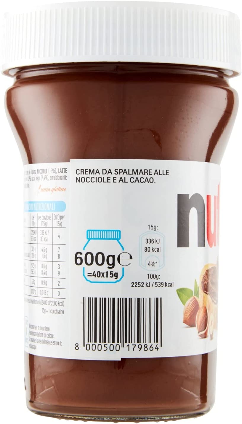 Nutella Crema Spalmabile alla Nocciola e al Cacao, 600g