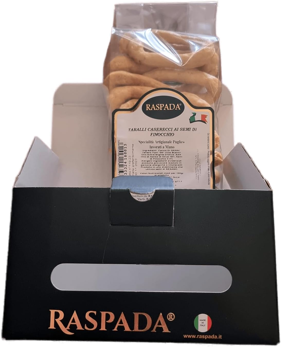 Raspada Taralli Artigianali Pugliesi fatti a mano autentici - Qualità pregiata Made in Italy (Semi di Finocchio, 1 Astuccio)