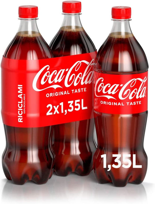 Coca-Cola Original Taste – 2 Bottiglie da 1,35 Litri, Tutto il Gusto Originale di Coca-Cola in bottiglia PET 100% Riciclabile, Bevanda Analcolica