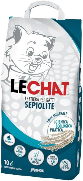 Monge Lechat Lettiera Sepiolite Naturale Cat Litter Ideale per Gatto In Confezione Da 6 Kilogram / 10 Litri