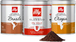 Illy, Confezione Regalo Albero di Natale - Tre barattoli di Caffè Macinato - Tostato Classico, Arabica Selection Brasile, Arabica Selection Etiopia- 3 confezioni da 125, Totale 375 grammi