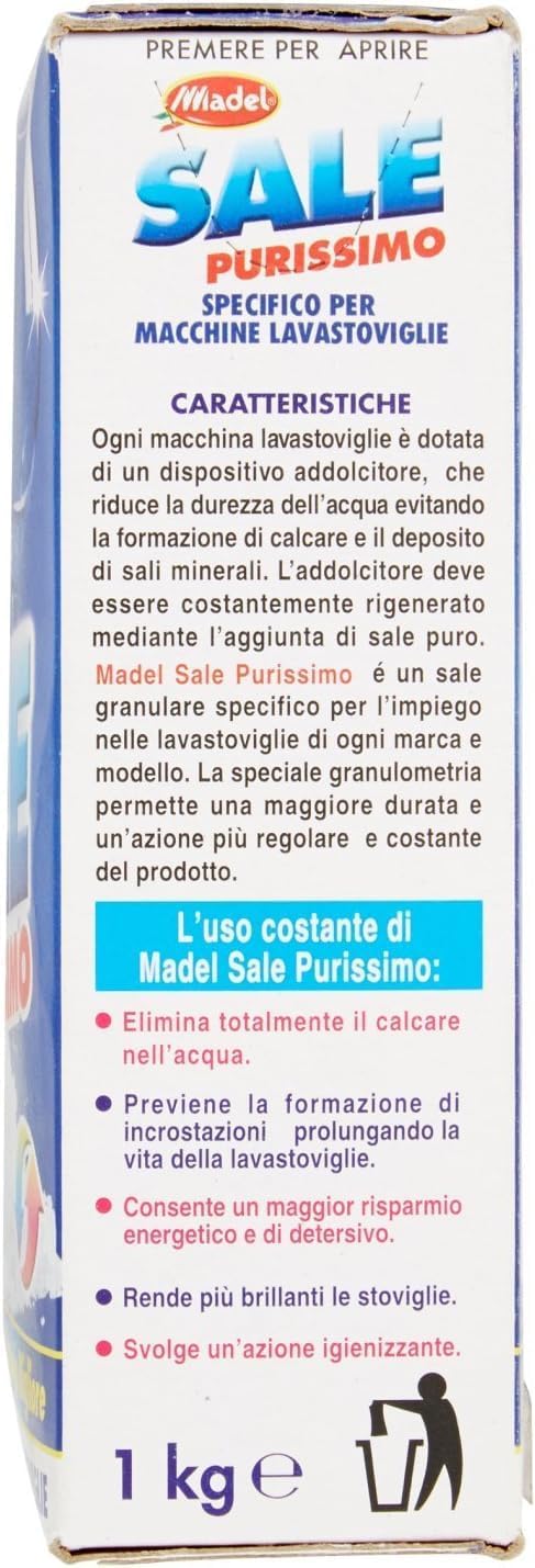 Pacchi Convenienza - Sale Purissimo - Sale Granulare, Elimina Il Calcare Igienizzando, Specifico Per Macchine Lavastoviglie - 1 kg, Polvere, Senza profumo (Conf. da 6)