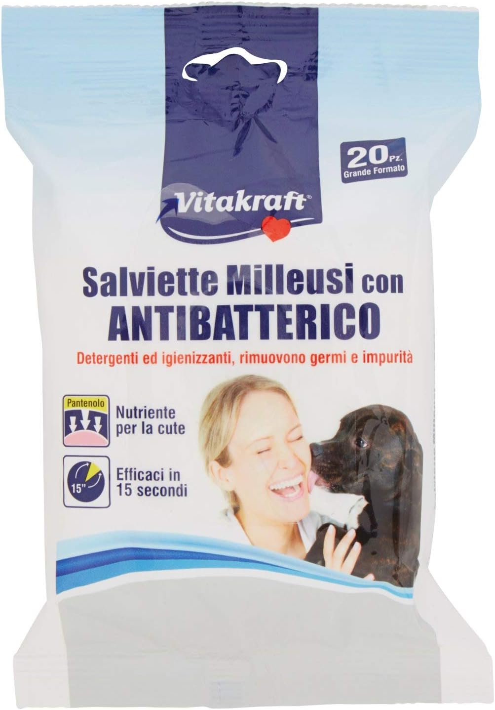 Vitakraft Salviette Milleusi con Antibatterico, 20 Salviette