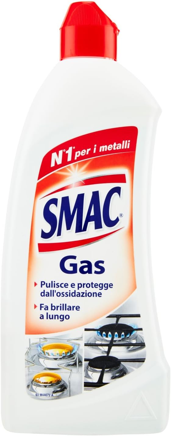 Smac - Gas, Detergente per Piastre e Fornelli, Azione Pulente e Brillantezza, Protegge dall'Annerimento, 500 ml