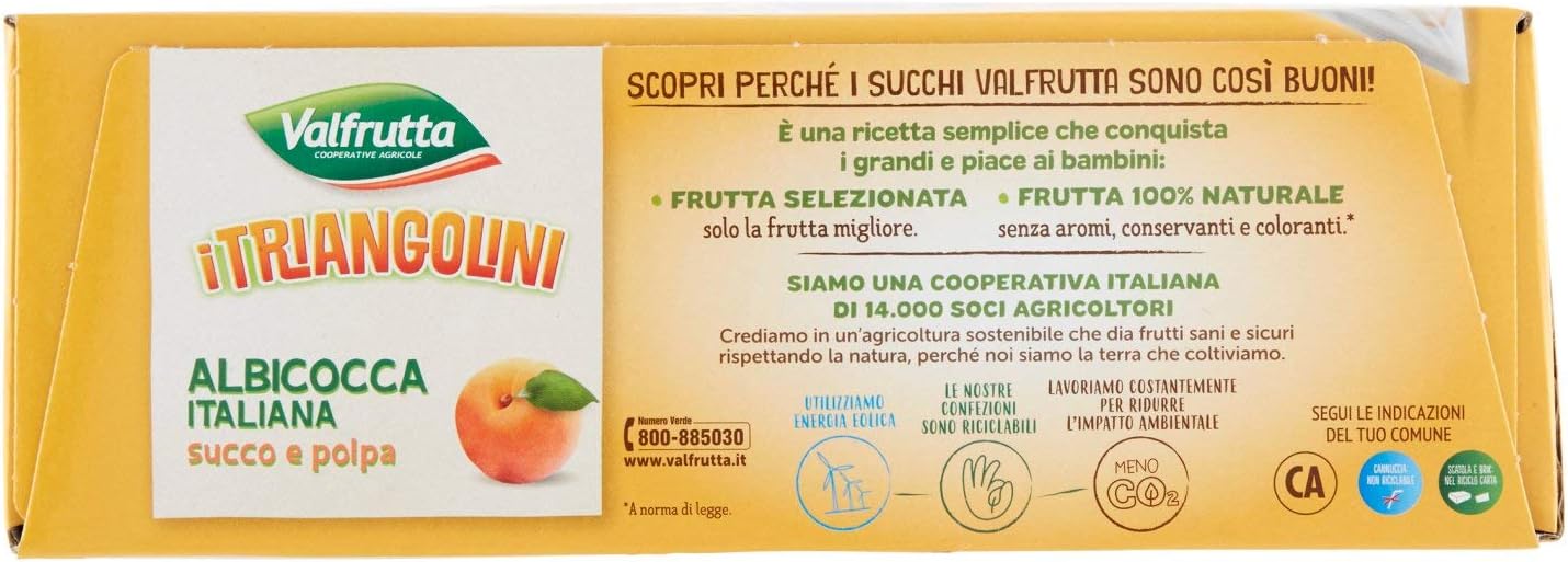 Valfrutta Nettare di Albicocca Italiana - Confezione da 12 x 100 ml