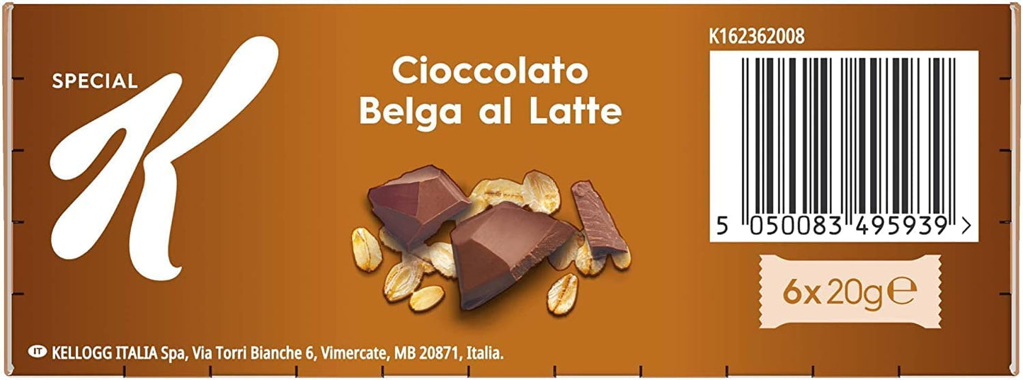 3X Kellogg's Special - Barrette di Cereali con Frumento 100% Integrale al Cioccolato Belga a Latte, 120g [3 Confezioni]