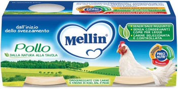 Mellin Omogeneizzato Pollo - 4 Pezzi da 80 g- Totale: 320 g