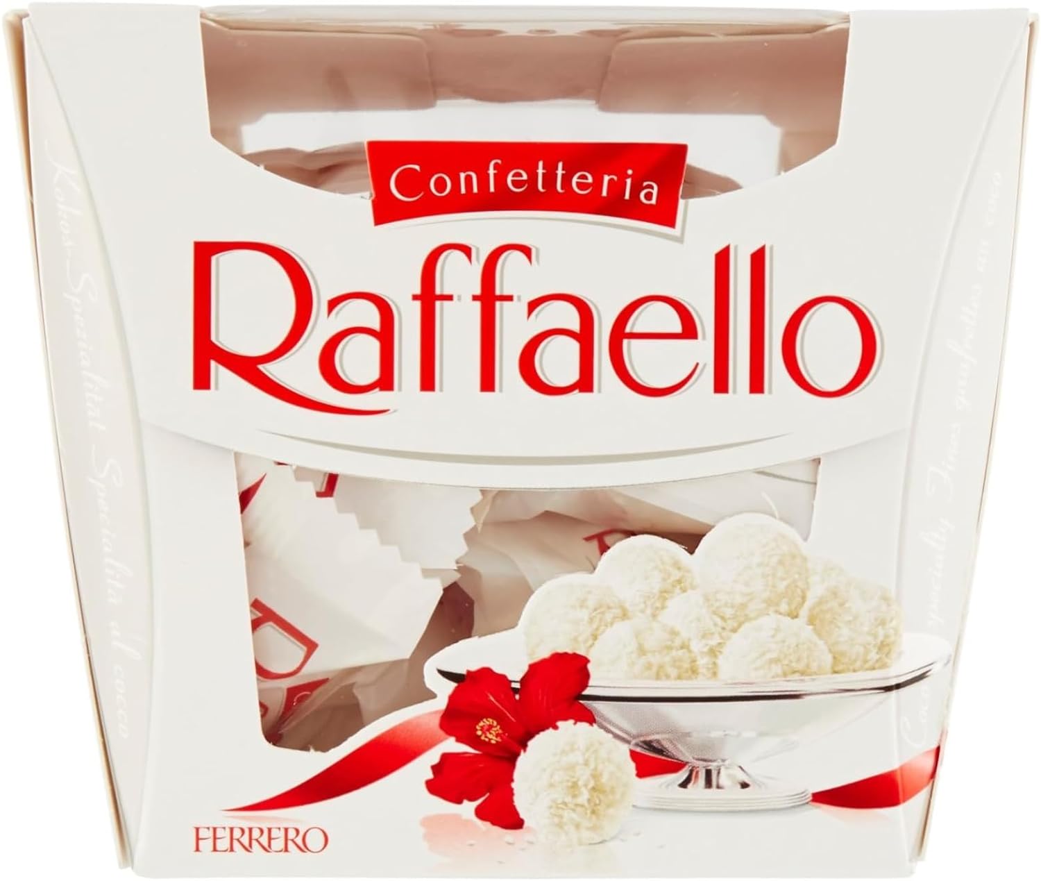 Raffaello, 18 Specialità al Cioccolato Bianco Ricoperto di Scaglie di Cocco, all'Interno un Cremoso Ripieno e una Mandorla Intera, Idea Regalo, Confezione da 324 gr