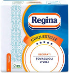 Regina Cinquestelle - 43 Tovaglioli a 2 Veli, Versatili ed Eleganti, Raffinate Decorazioni, 100% Pura Cellulosa Certificata FSC®