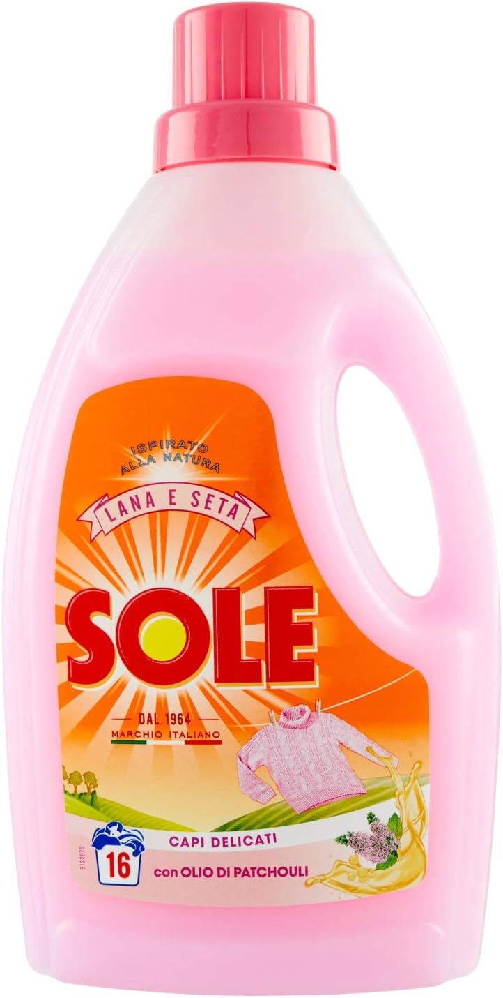 Sole - Lana e Delicati, Detersivo per Bucato con Balsamo Ammorbidente - 4 flaconi da 1000 ml [4 l, 64 lavaggi]