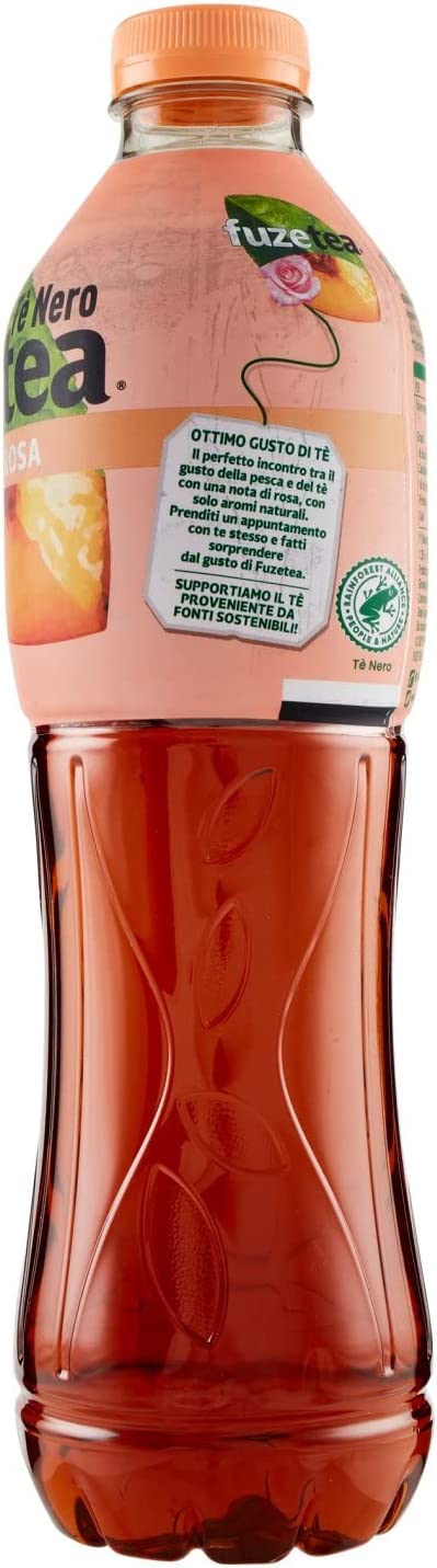 FuzeTea Pesca e Rosa – 1 Bottiglia da 1.25 L, Tè Freddo alla Pesca con una Nota di Rosa, in Bottiglia PET 100% Riciclabile, Bevanda Analcolica