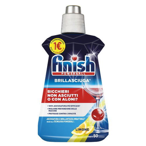 Finish Brillantante Lavastoviglie al Limone, 1 Prodotto da 250 ml di Brillantante, Additivo Lavastoviglie per Stoviglie Splendenti e Asciutte