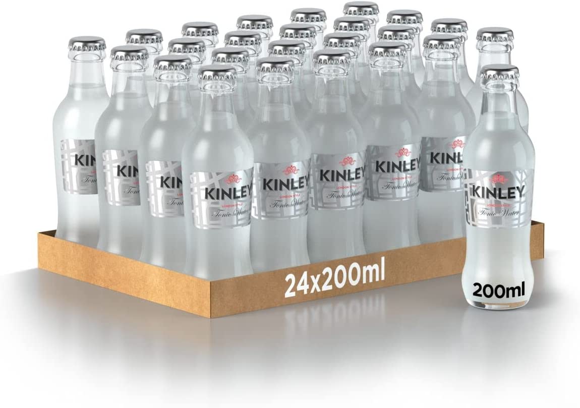 Kinley Tonic Water – 24 Bottiglie in Vetro da 200 ml, Acqua Tonica Adatta alla Mixology, Per Drink Rinfrescanti e Dal Sapore Inconfondibile, Bottiglia di Vetro 100% Riciclabile, Bevanda Analcolica