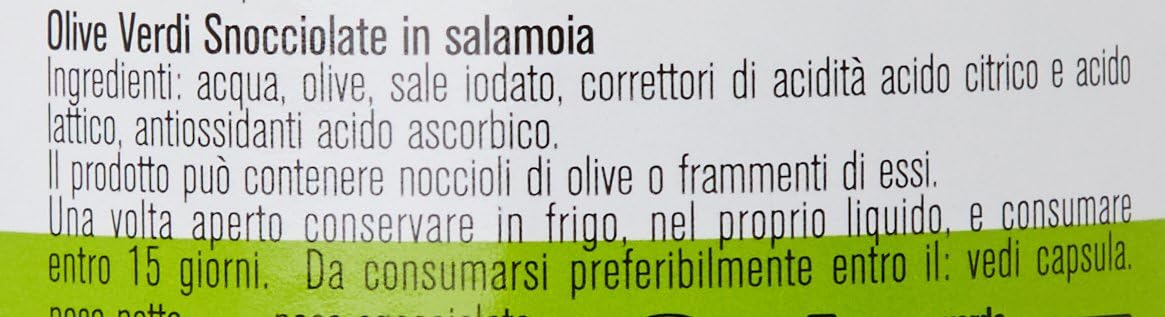 D'Amico - Olive Verdi Snocciolate, in Salamoia - 290 g