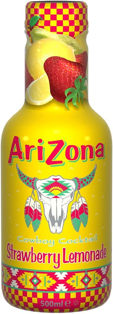 AriZona Tè verde, basso contenuto di zucchero, basso contenuto calorico, aroma di fragola, 500 ml, confezione da 6