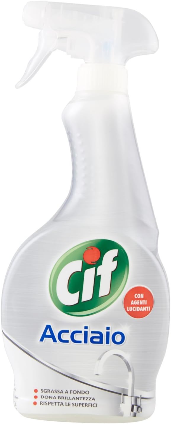 Cif - Acciaio, Detersivo con Agenti Lucidanti - 6 pezzi da 500 ml [3 l]