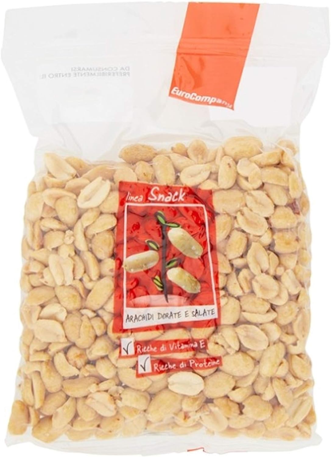 ARACHIDI SALATE EUROCOMPANY 250 GR NOCCIOLINE SNACK FRIENDS PARTY BUSTA