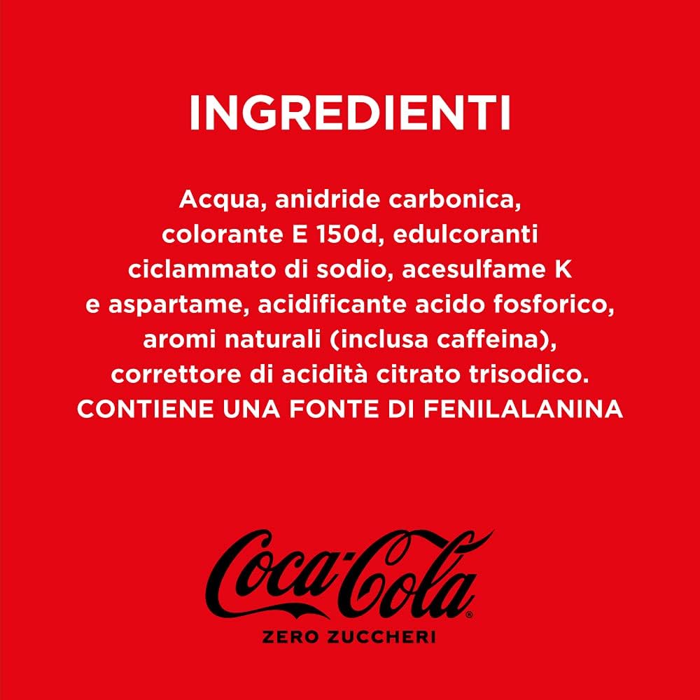 Coca-Cola Zero Zuccheri – 24 Lattine da 330 ml, Tutto il Gusto della Formula Coca-Cola Senza Calorie, Lattina 100% riciclabile, Bevanda Analcolica con Edulcoranti