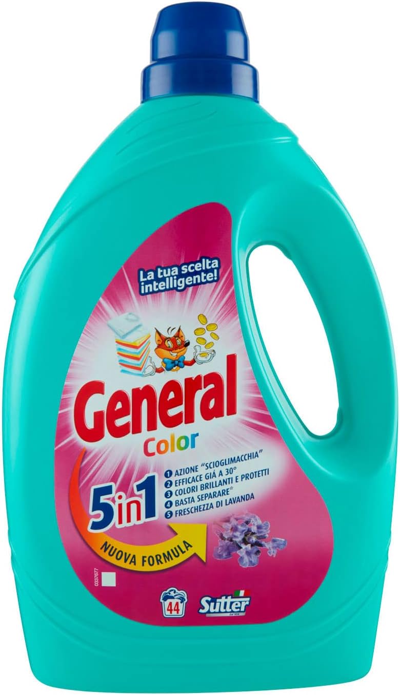 General Detersivo Lavatrice Liquido Colorati 44 Lavaggi, 1980ml