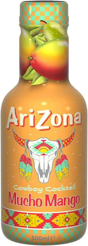 AriZona Tè verde, basso contenuto di zucchero, basso contenuto calorico, sapore di mango mucho, 500 ml, confezione da 6