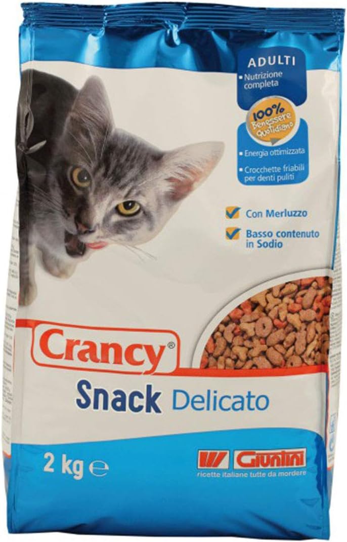 Giuntini Crancy Snack Delicato 2kg Mangime Completo consigliato per Gatti Adulti e Senior