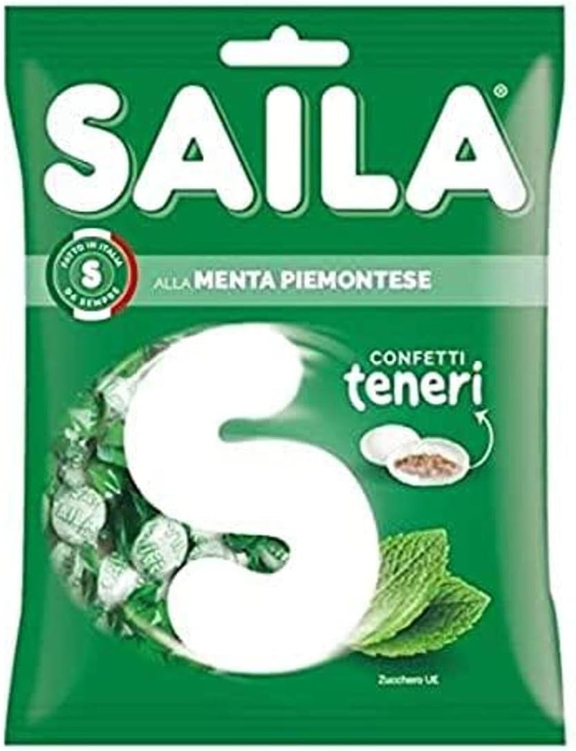 Saila - Confetti Alla Menta Piemontese, Confettini Teneri Senza Glutine, Incartati Singolarmente - 100 G