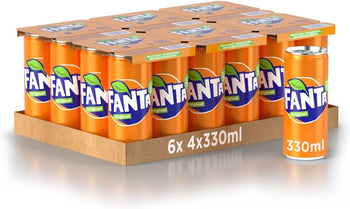 Fanta Original Gusto di Arancia – 24 Lattine da 330 ml, con Succo di Arance Italiane, Senza Aggiunta di Conservanti, Lattina 100% riciclabile, Gusto Rinfrescante, Bevanda Analcolica Frizzante