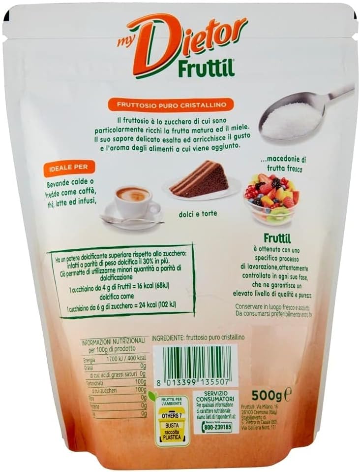 Dietor - My Dietor Fruttil Fruttosio Puro, Dolcificante - Sfuso da 500 g